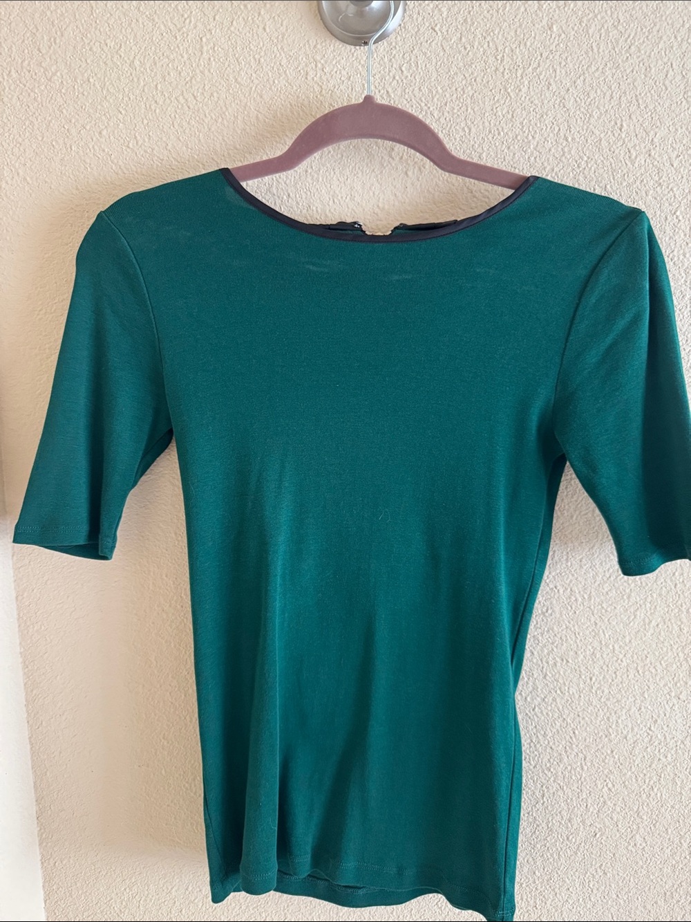 Ann Taylor Teal Short Sleeve Slim-Fit Top